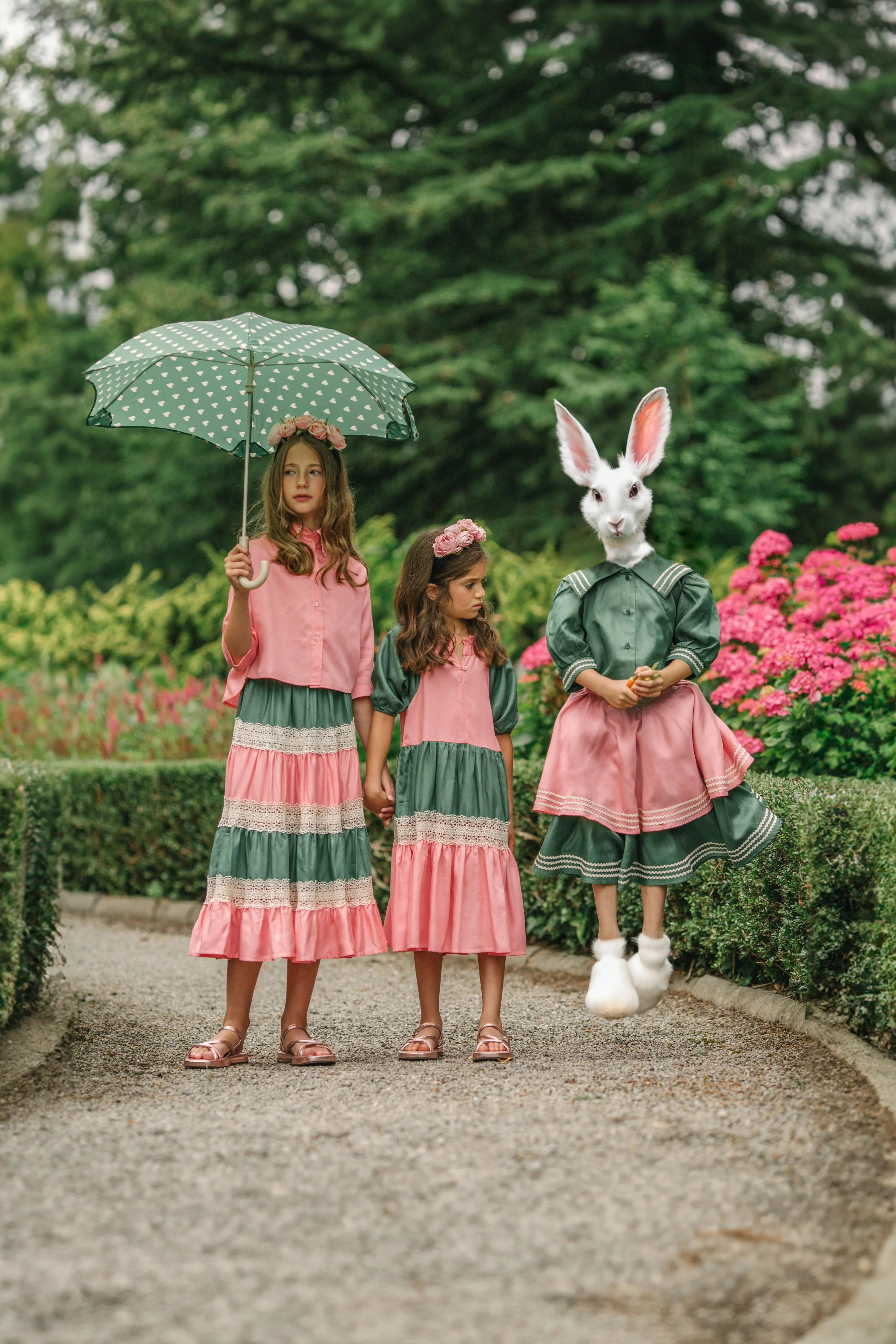 Panelled Mix And Match Dress GERANIUM PINK AND BASIL GREEN