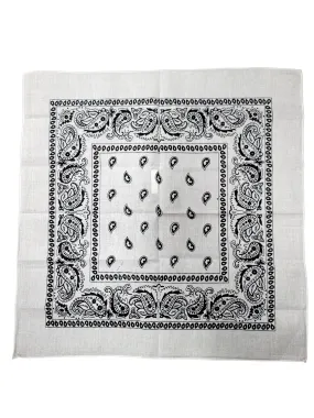 White 22inch Paisley Scarf