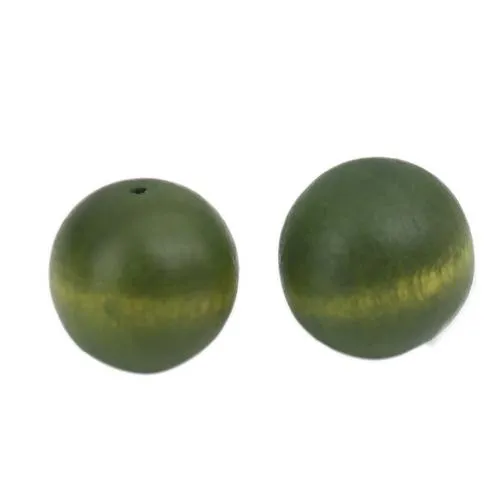 Beads Wood Natural Round Dyed Olive Green 30mm