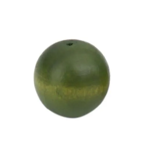 Beads Wood Natural Round Dyed Olive Green 30mm