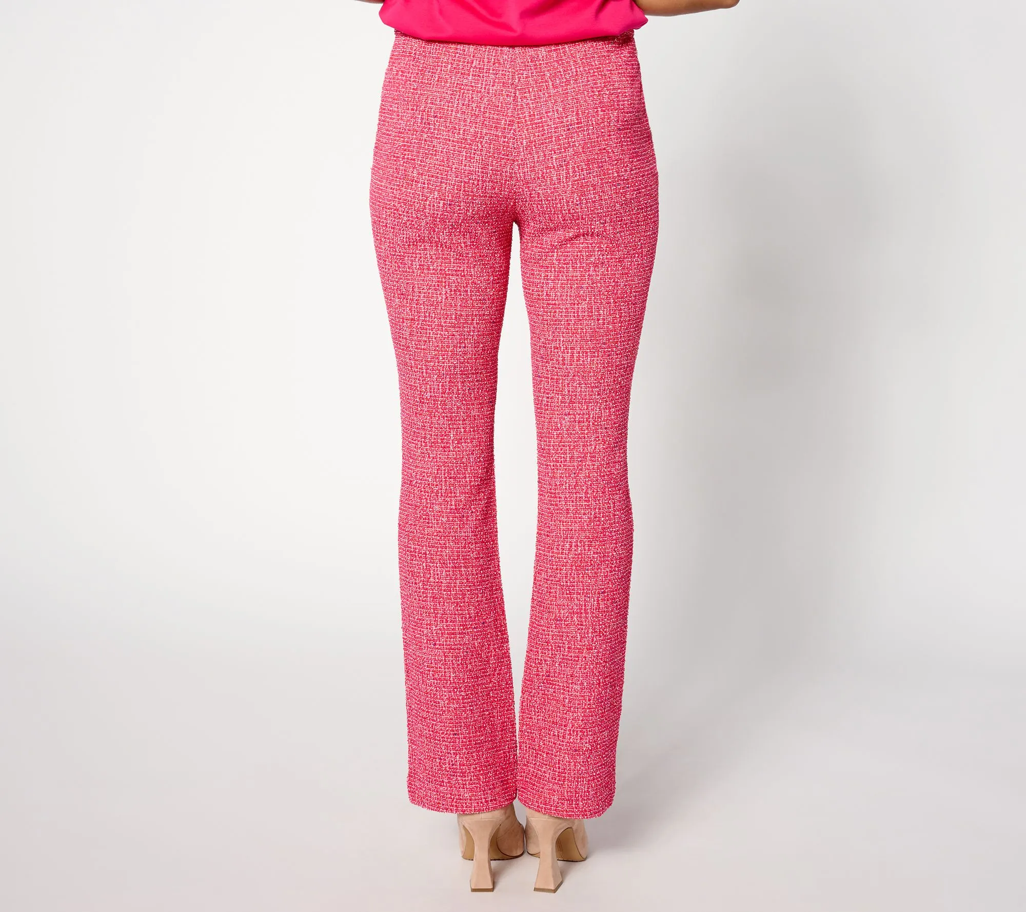 As Is Isaac Mizrahi Live Petite Novelty Jacquard Knit Flare Pants