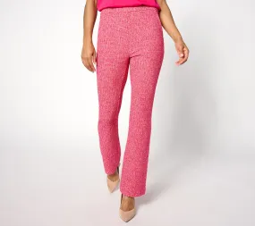 As Is Isaac Mizrahi Live Petite Novelty Jacquard Knit Flare Pants