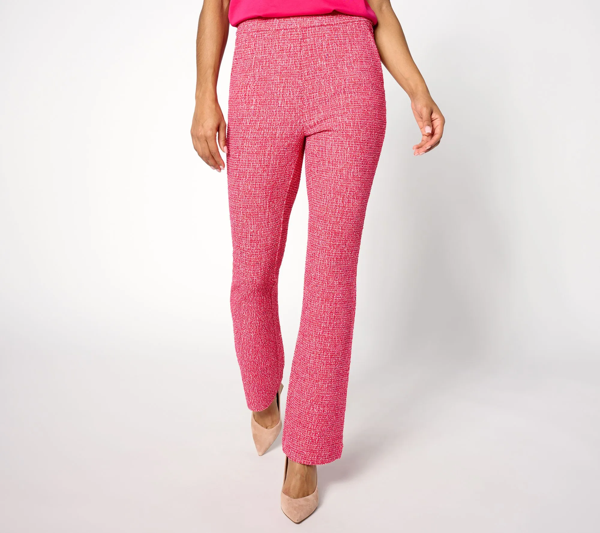 As Is Isaac Mizrahi Live Tall Novelty Jacquard Knit Flare Pants