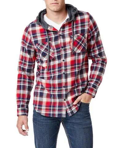 UNIONBAY Red Plaid Flannel Hoodies Men 7/29/2019