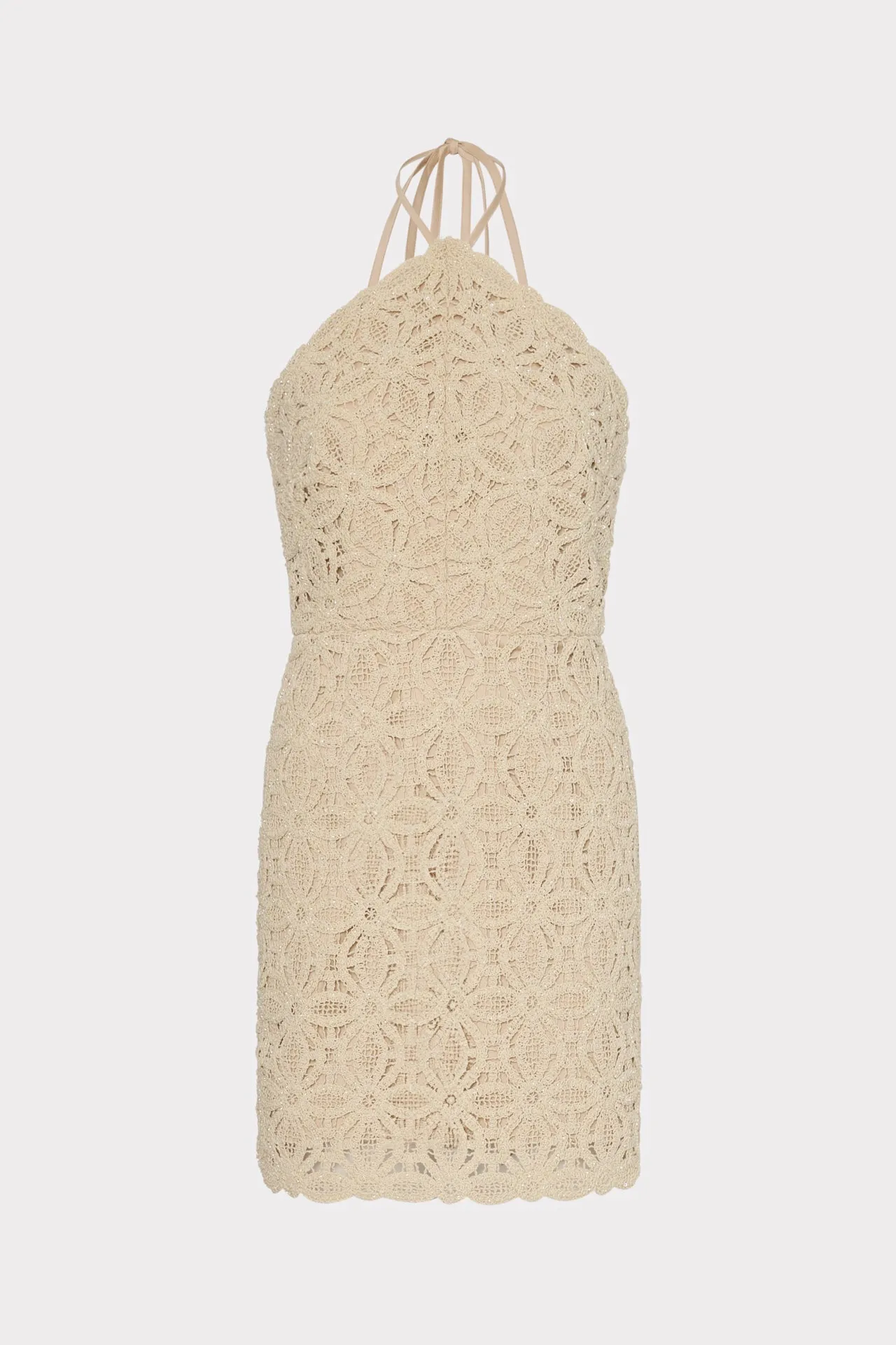 Celeste Beaded Crochet Halter Dress