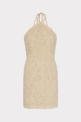 Celeste Beaded Crochet Halter Dress