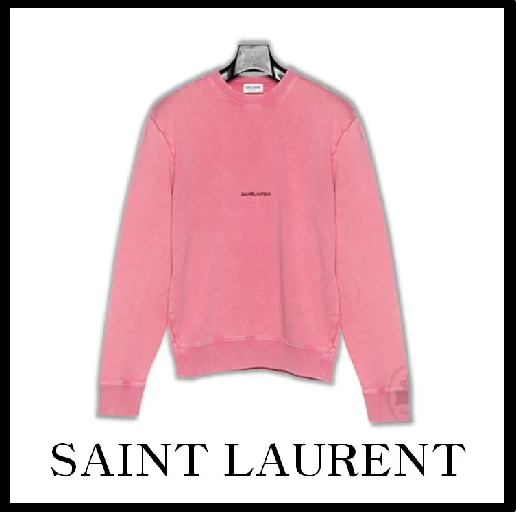 Street Style Luxury Cotton Logo Saint Laurent Sweatshirts