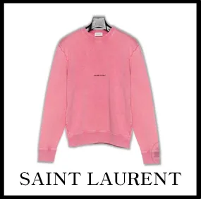 Street Style Luxury Cotton Logo Saint Laurent Sweatshirts