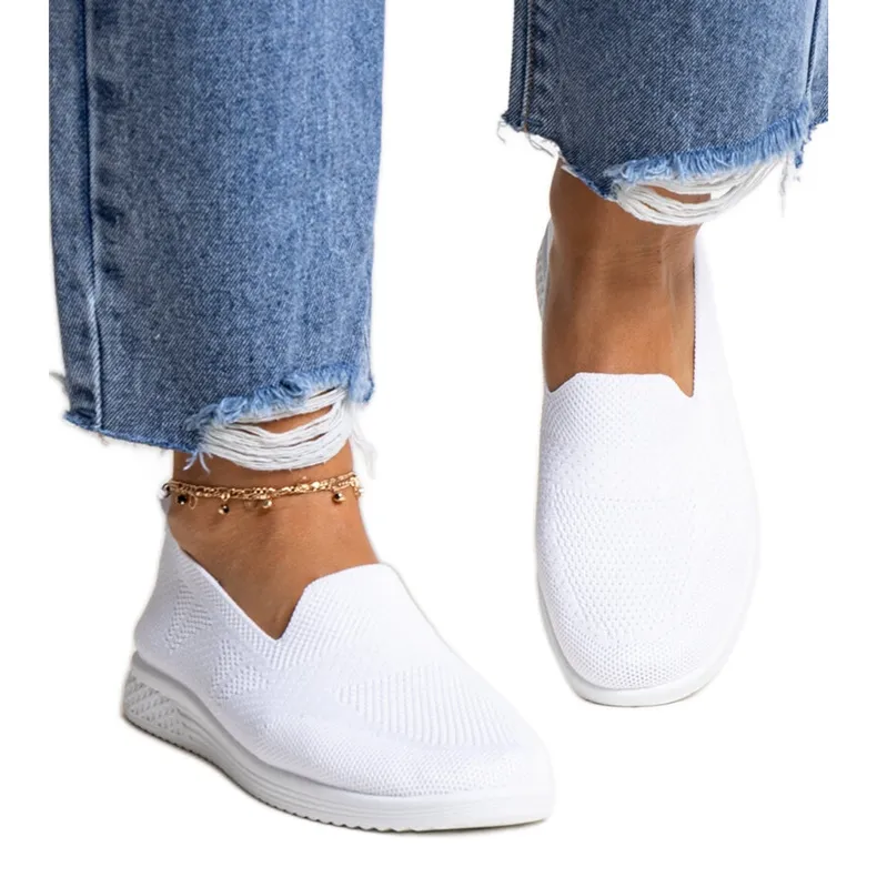 Abadly White Slip-On Sneakers