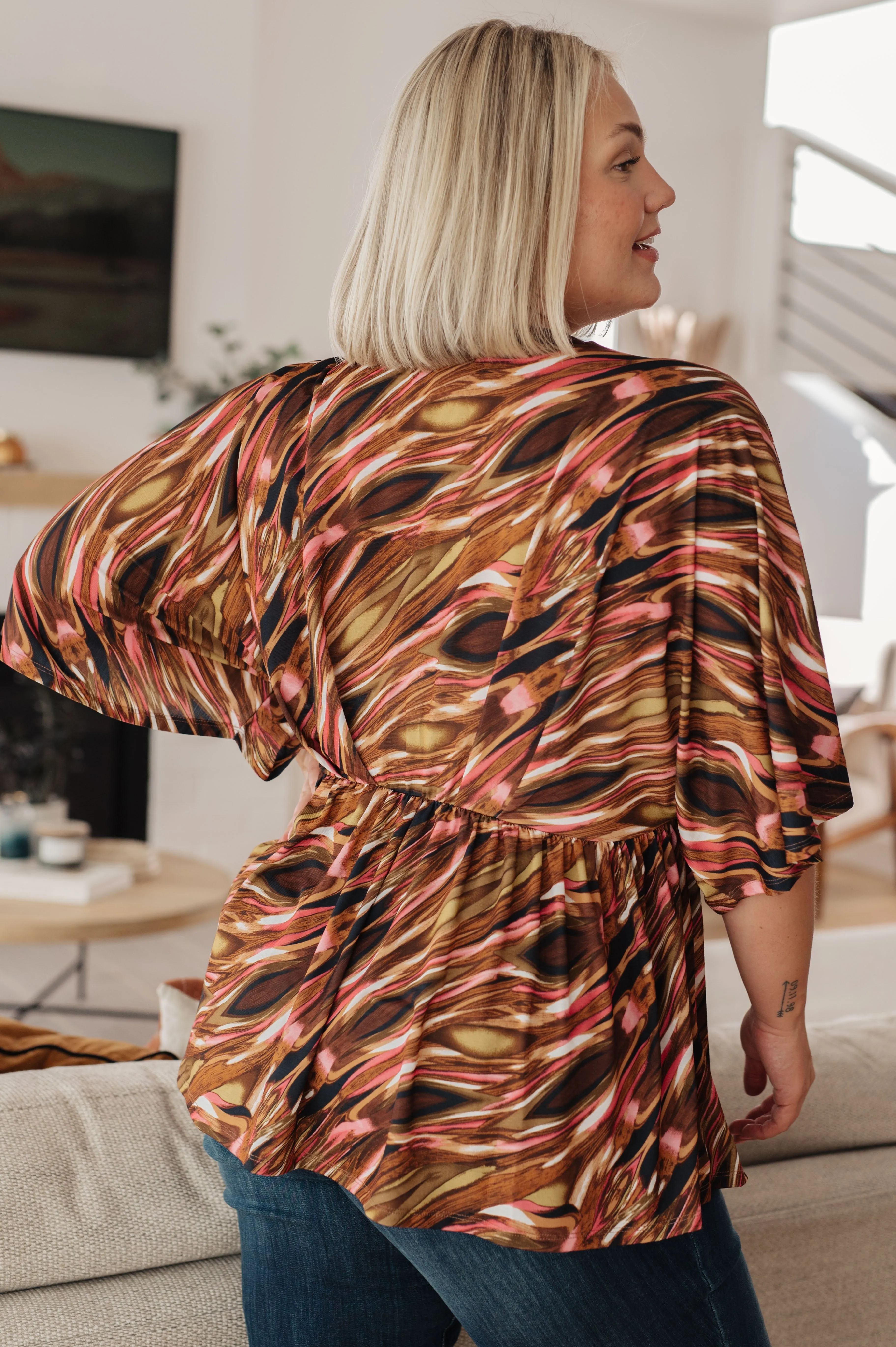 Abstract Dreamer Peplum Top