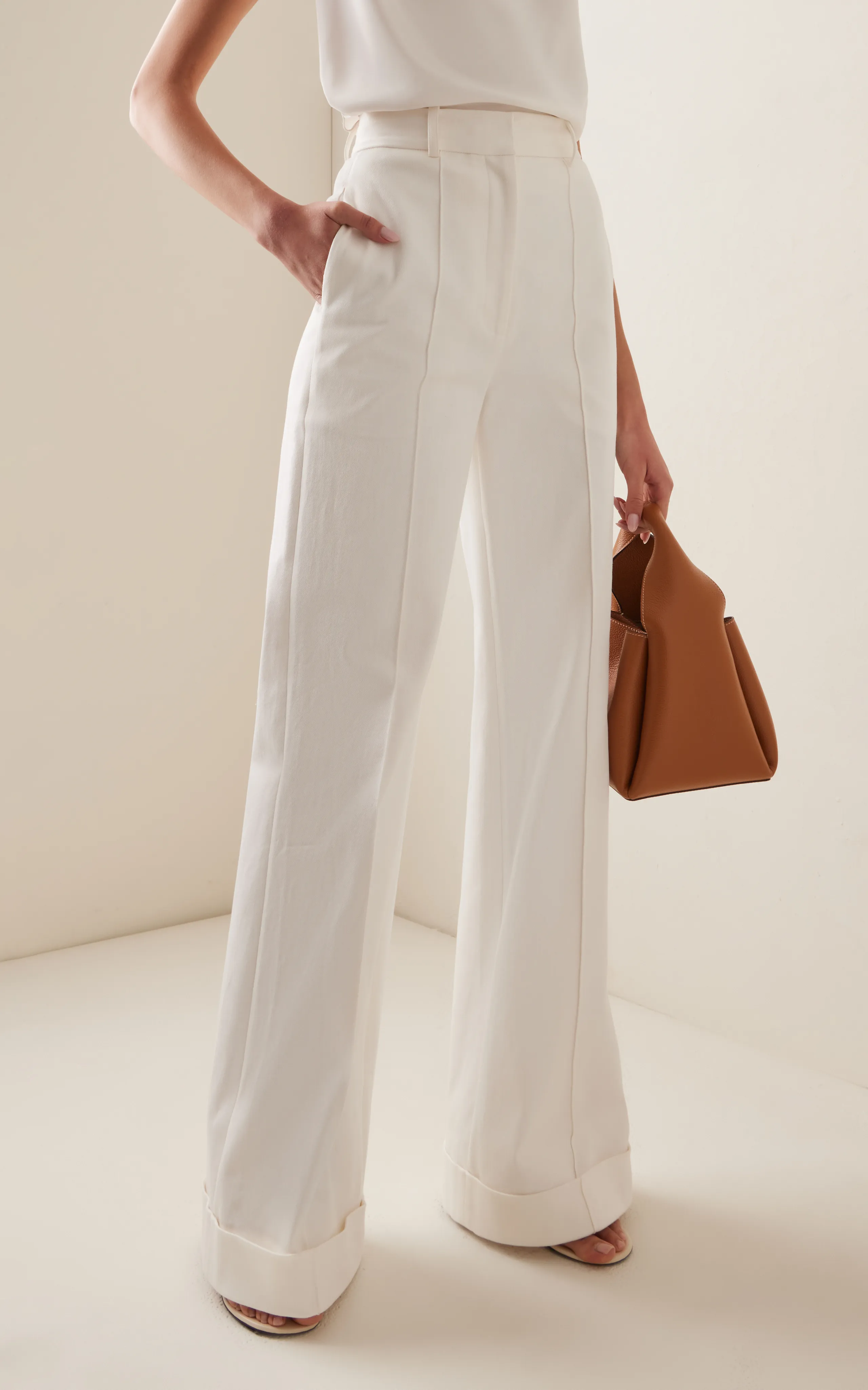 Adam Lippes Deeda High-Rise Stretch-Cotton Flare Pants