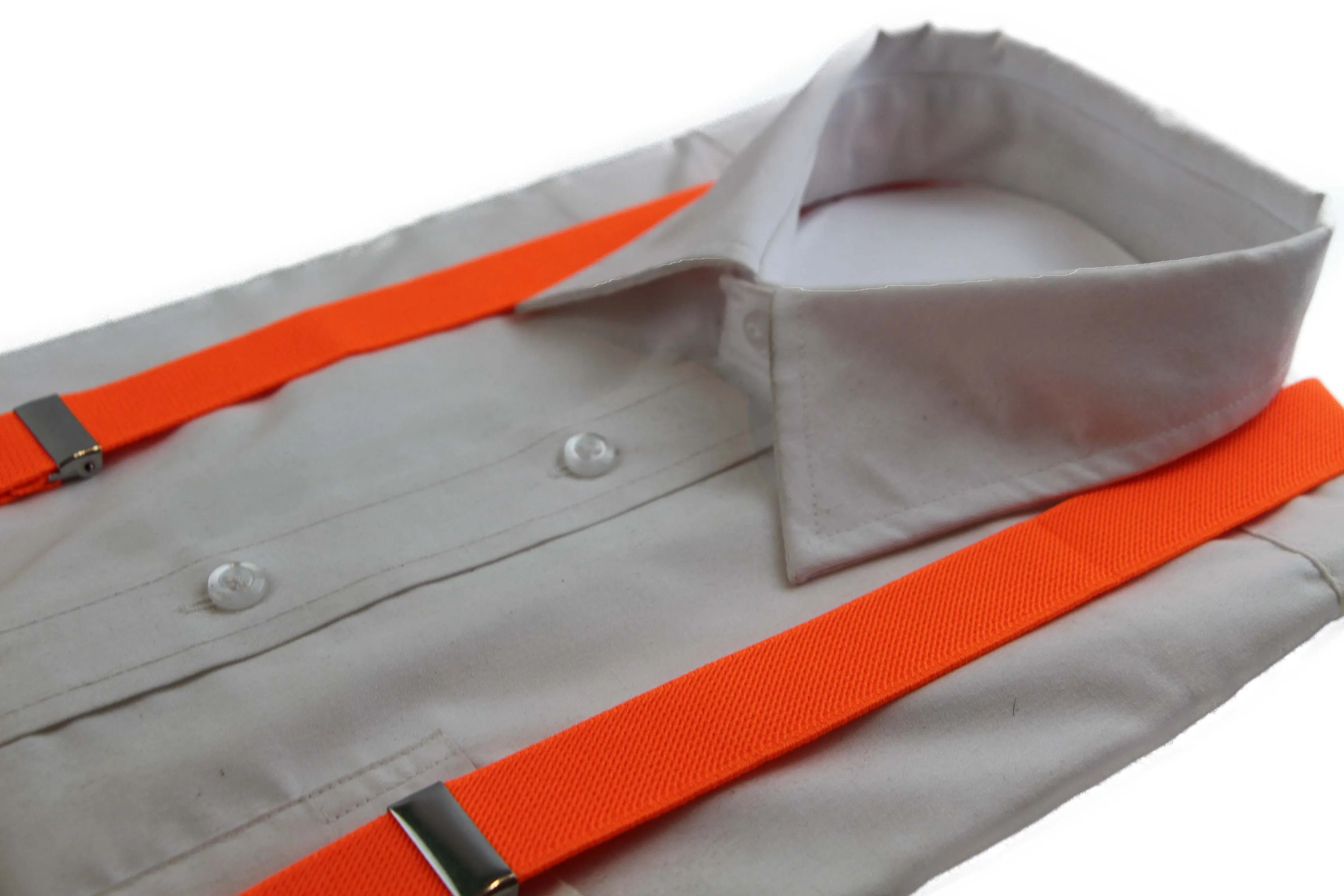 Adjustable 100cm Fluro Orange Men's Suspenders