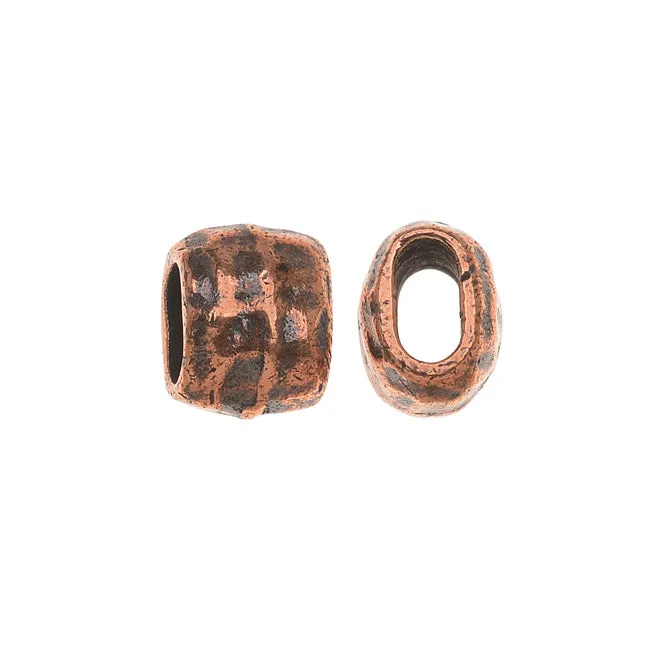 Antiqued Copper Plated Lead-Free Pewter Hammered Barrel Bead