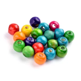 Beads Wood Natural Round Dyed Assorted 12mm