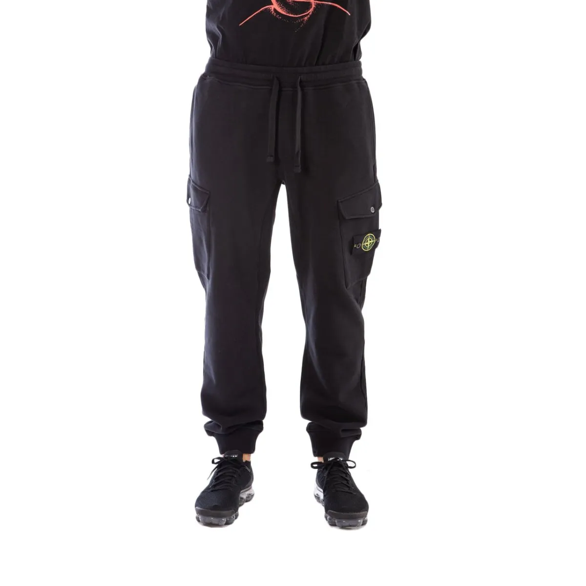 Black Cargo Fleece Pants by Stone Island