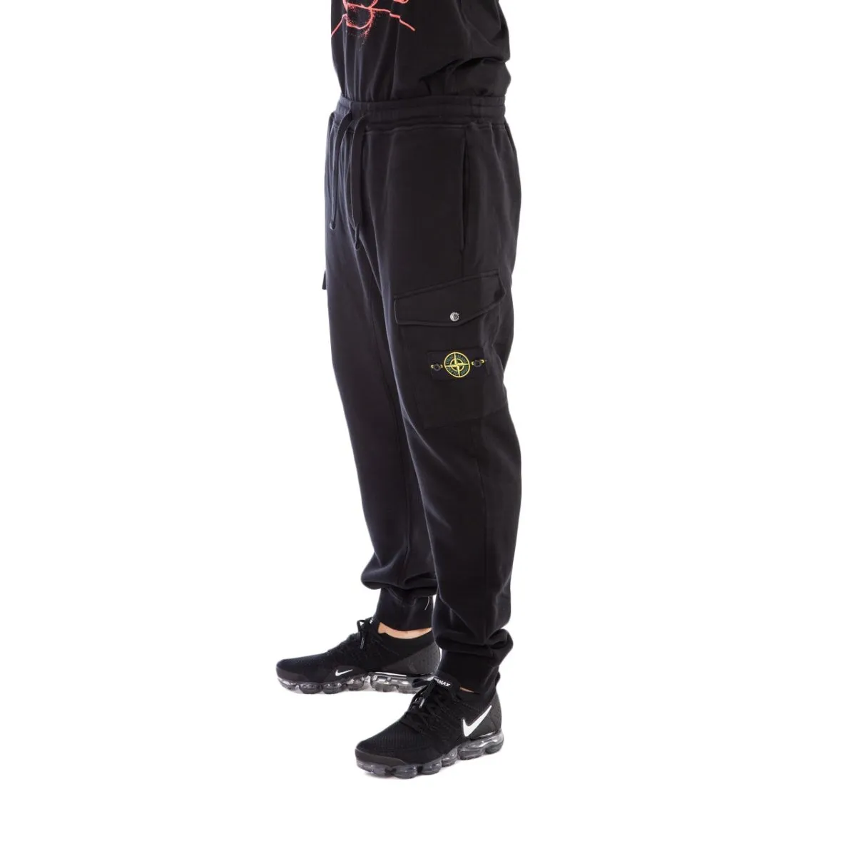 Black Cargo Fleece Pants by Stone Island