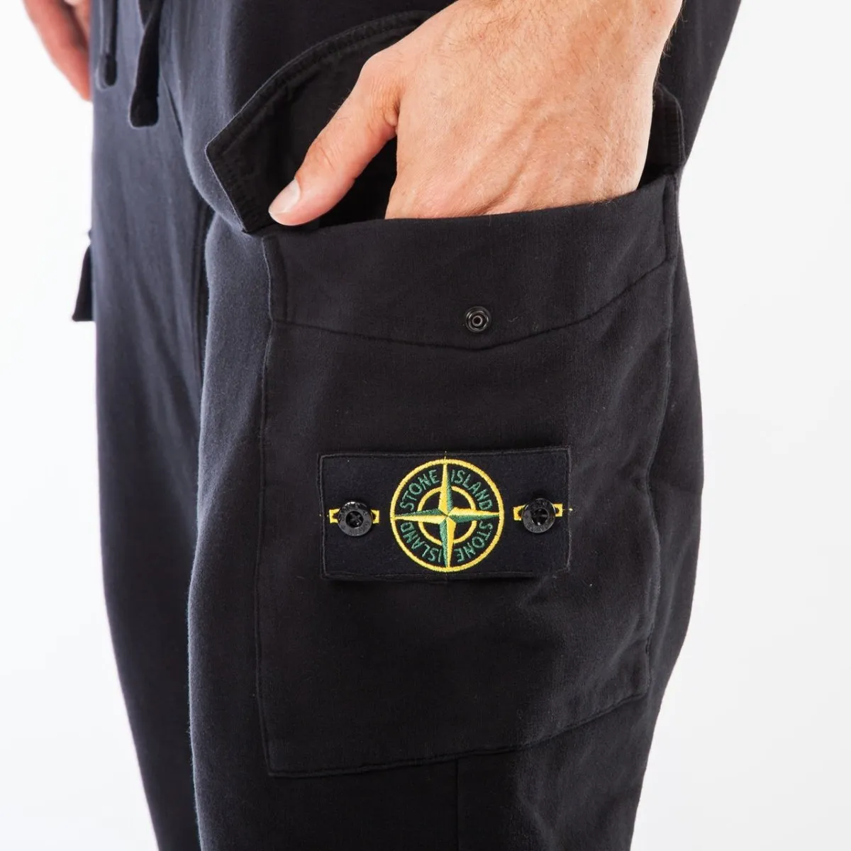 Black Cargo Fleece Pants by Stone Island