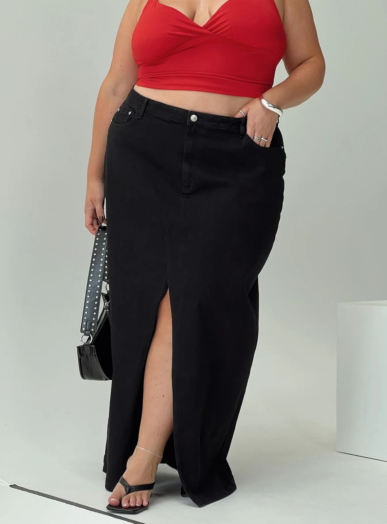 Batkins Black Curve Maxi Skirt