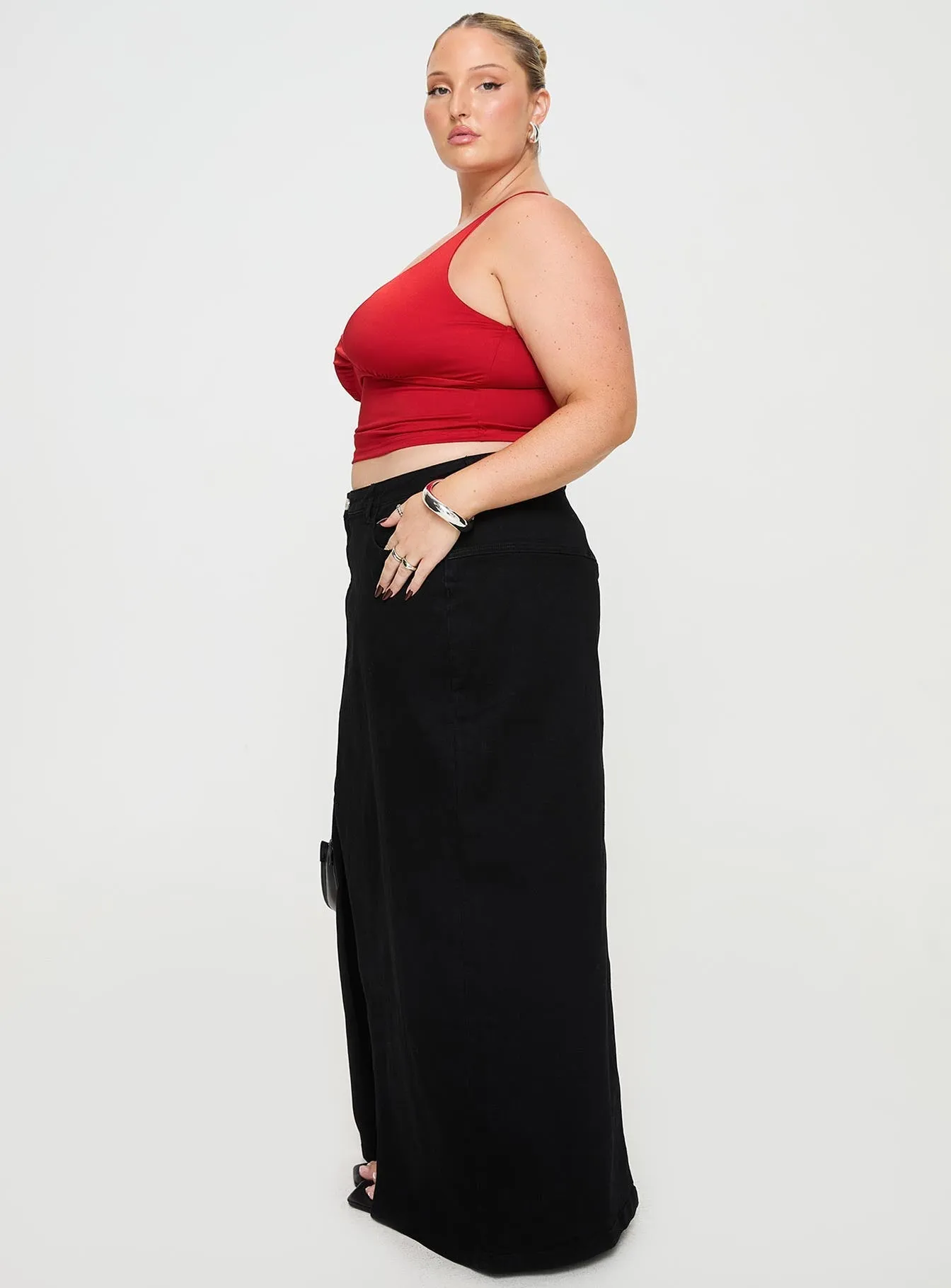 Batkins Black Curve Maxi Skirt