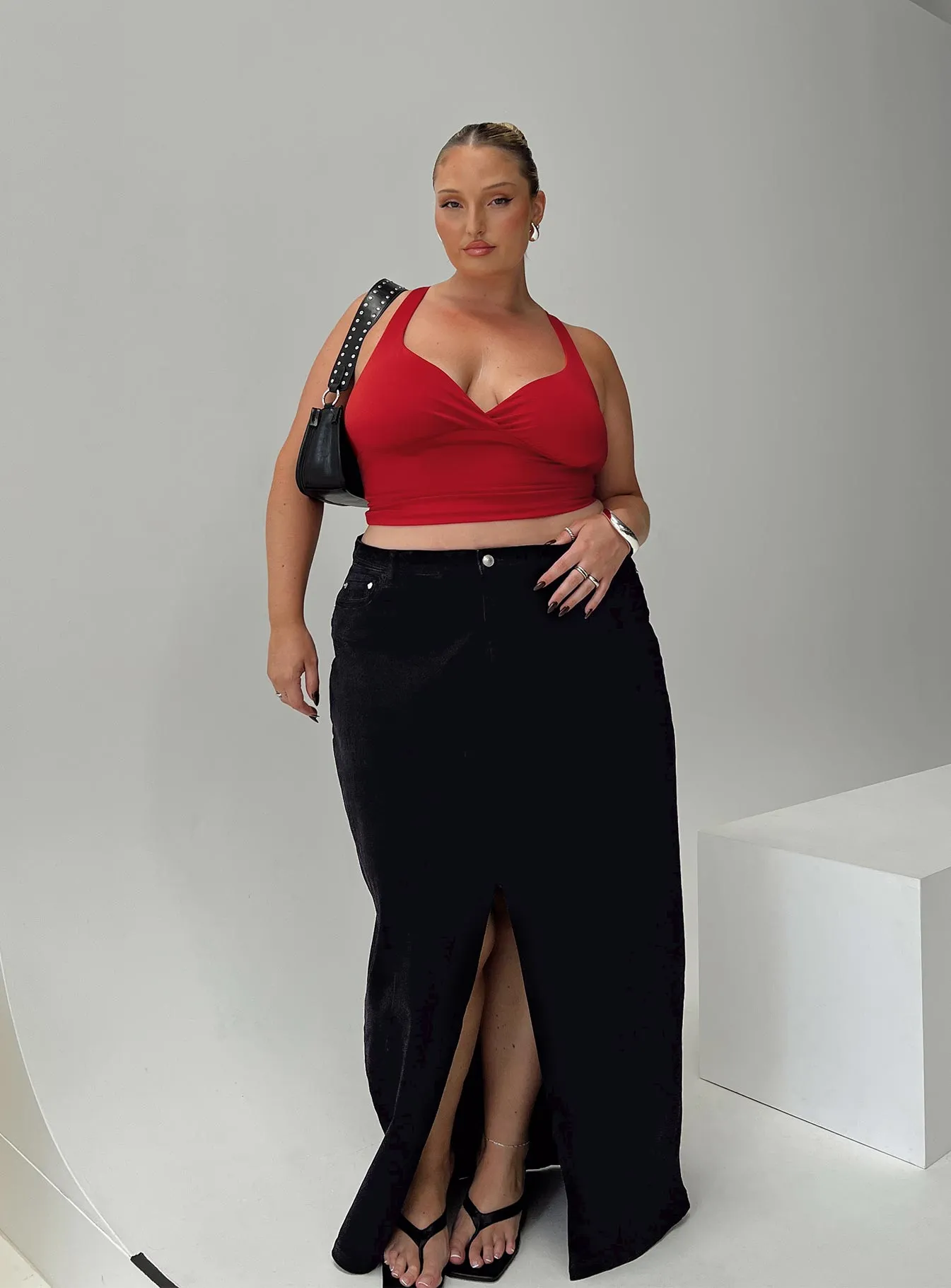 Batkins Black Curve Maxi Skirt