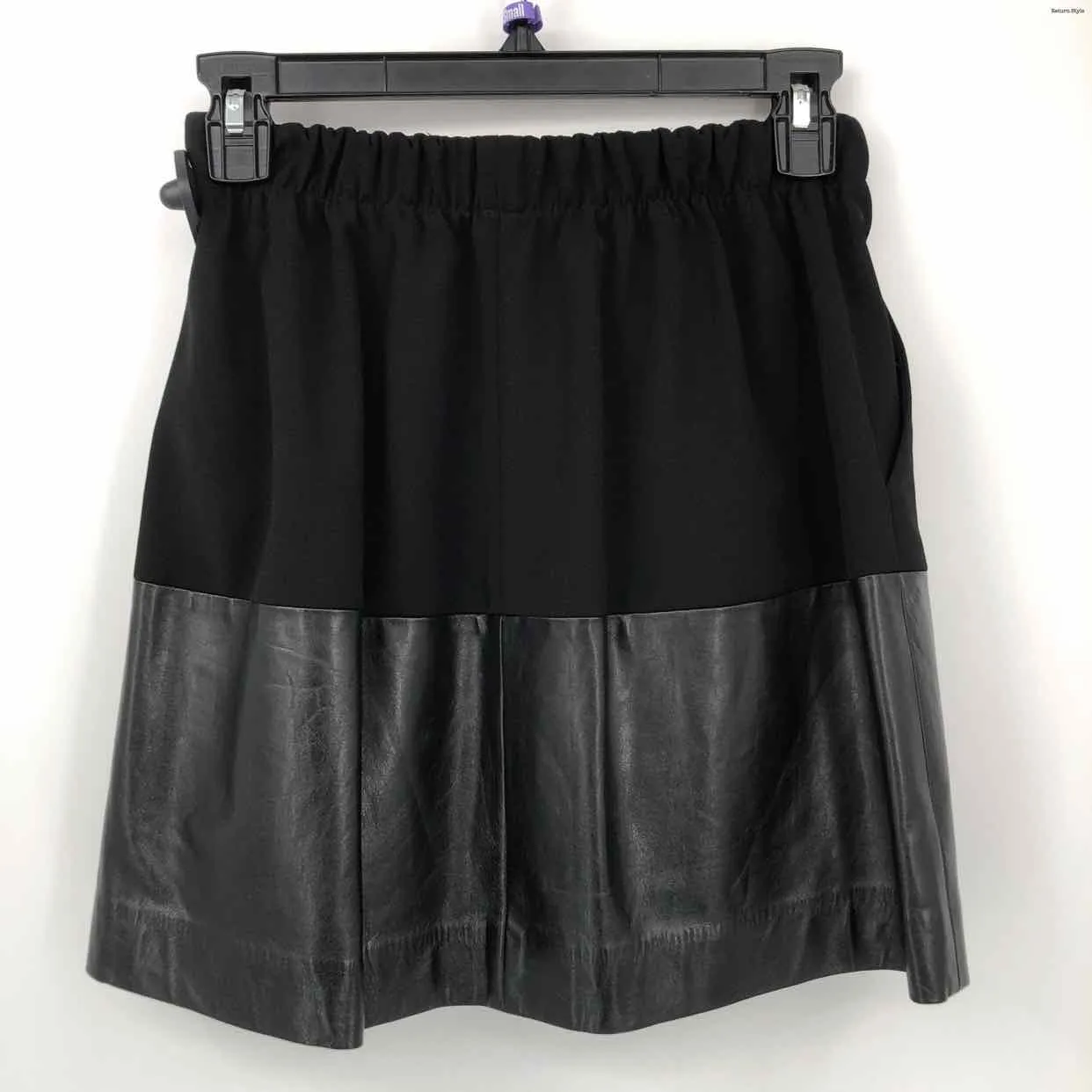 VINCE Black Faux Leather Elastic Waist Mini Size XXS (XS) Skirt