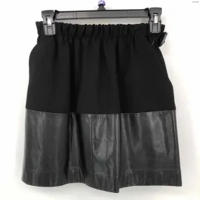 VINCE Black Faux Leather Elastic Waist Mini Size XXS (XS) Skirt