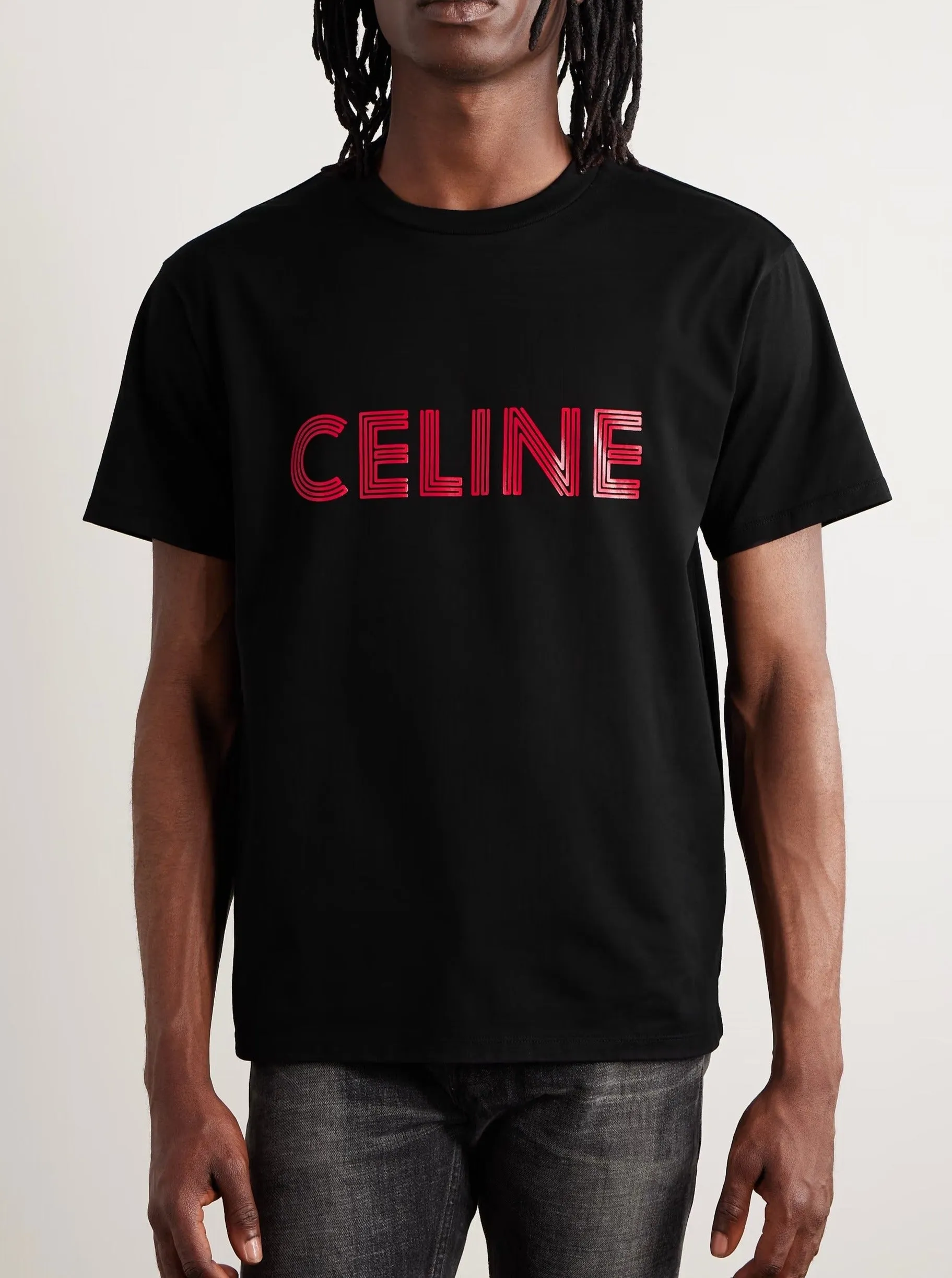 Black Glossy Ziggy Print CELINE T-shirt