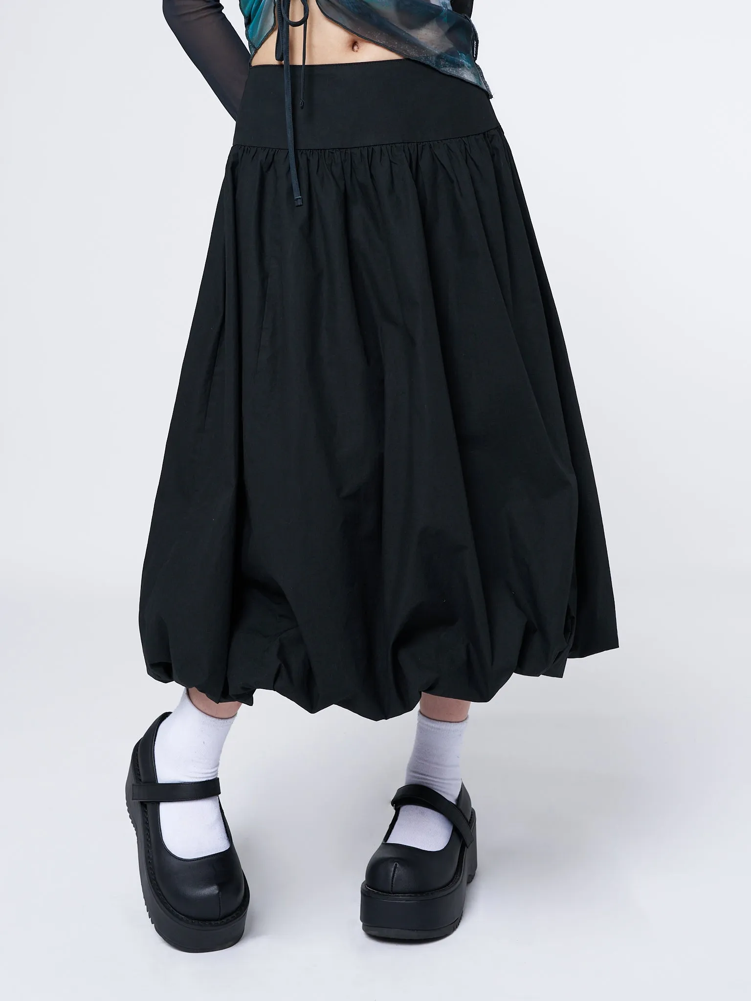 Black Bubble Midi Skirt