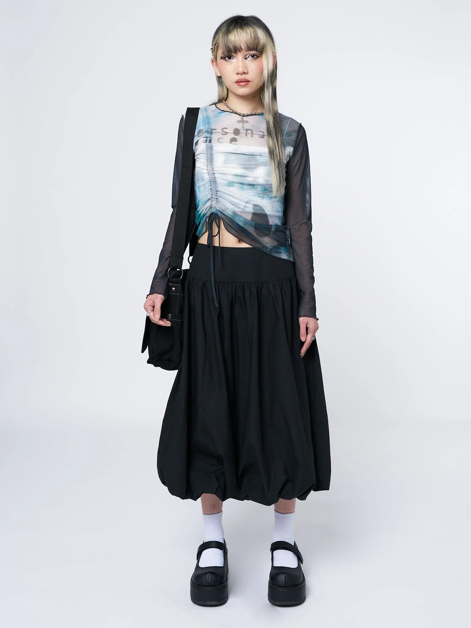 Black Bubble Midi Skirt