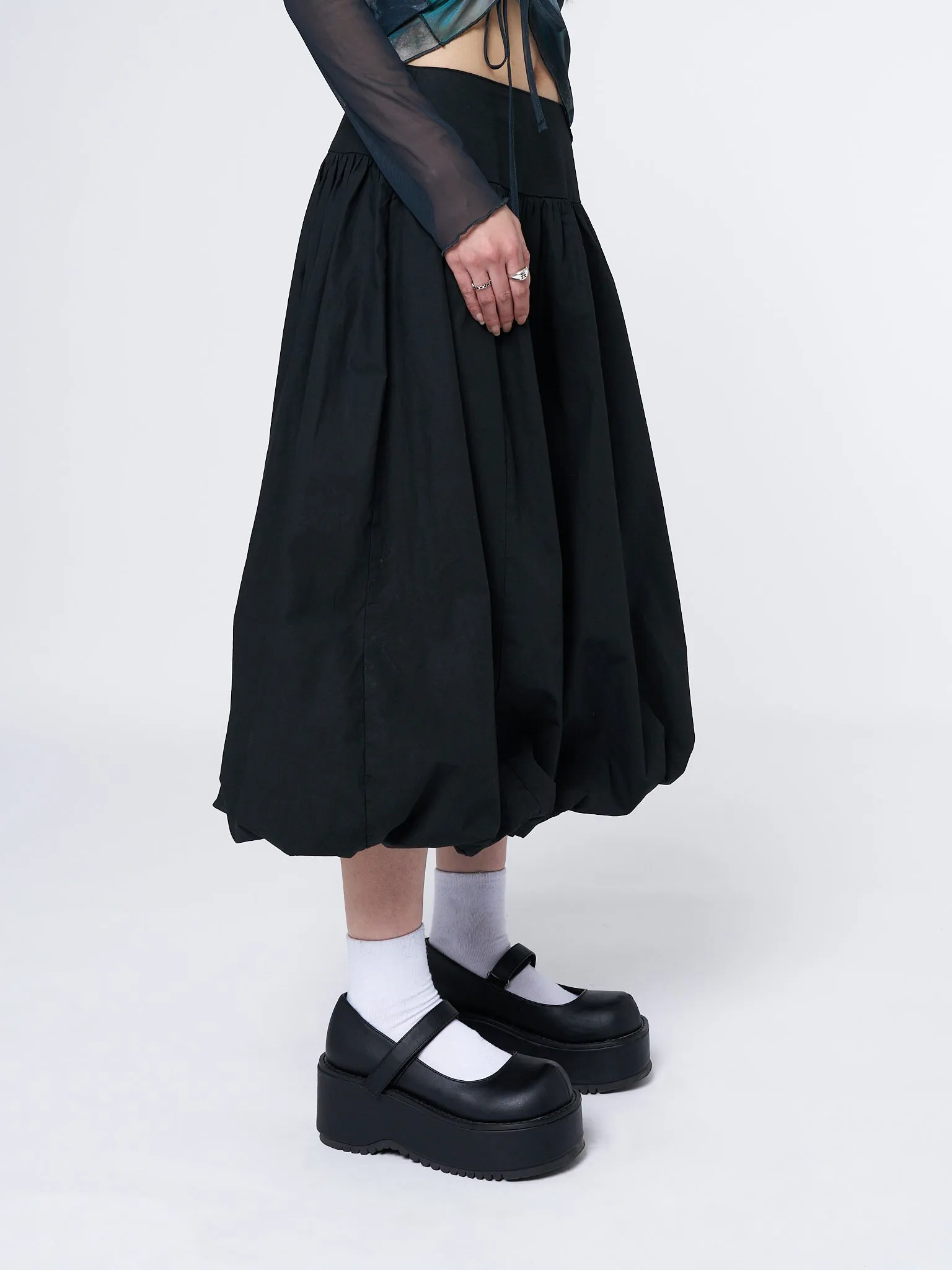 Black Bubble Midi Skirt