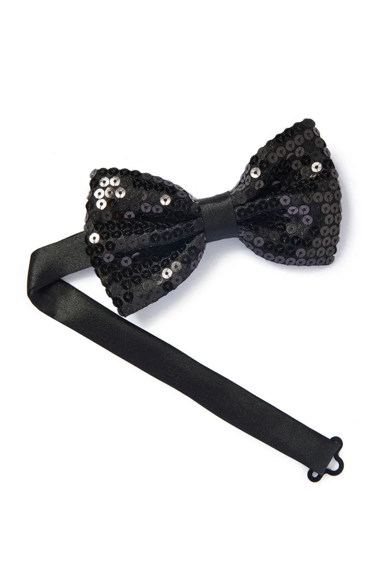 Men's Black Sequin Bow Tie