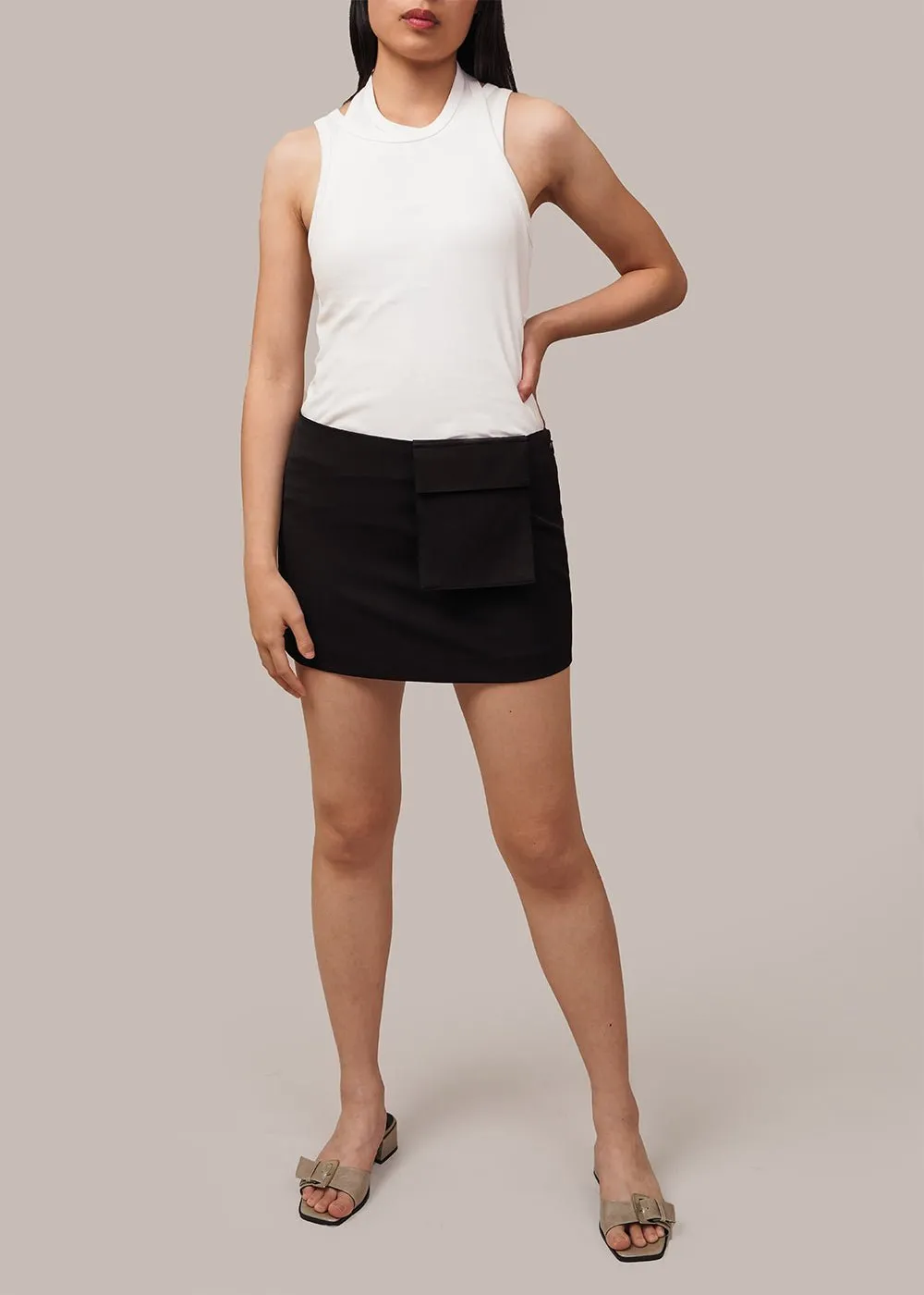 Black Pocket Mini Skirt