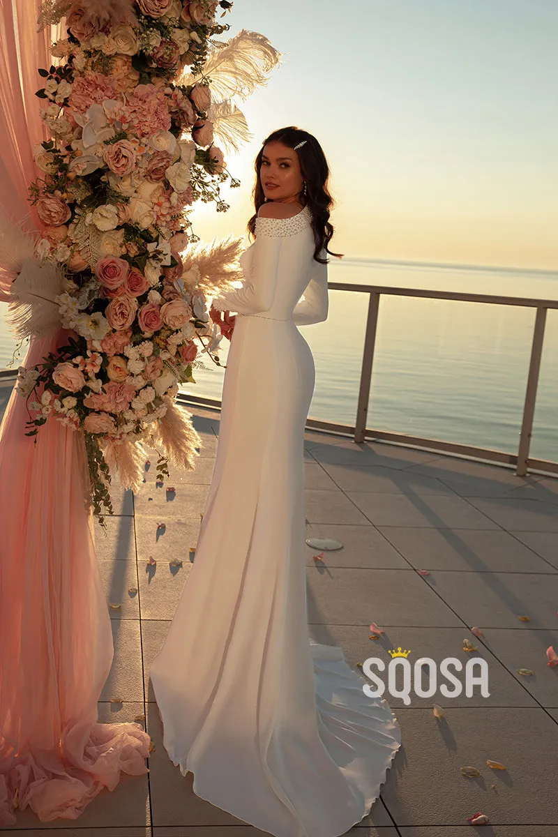 Boho Wedding Sheath Dress With Long Sleeves