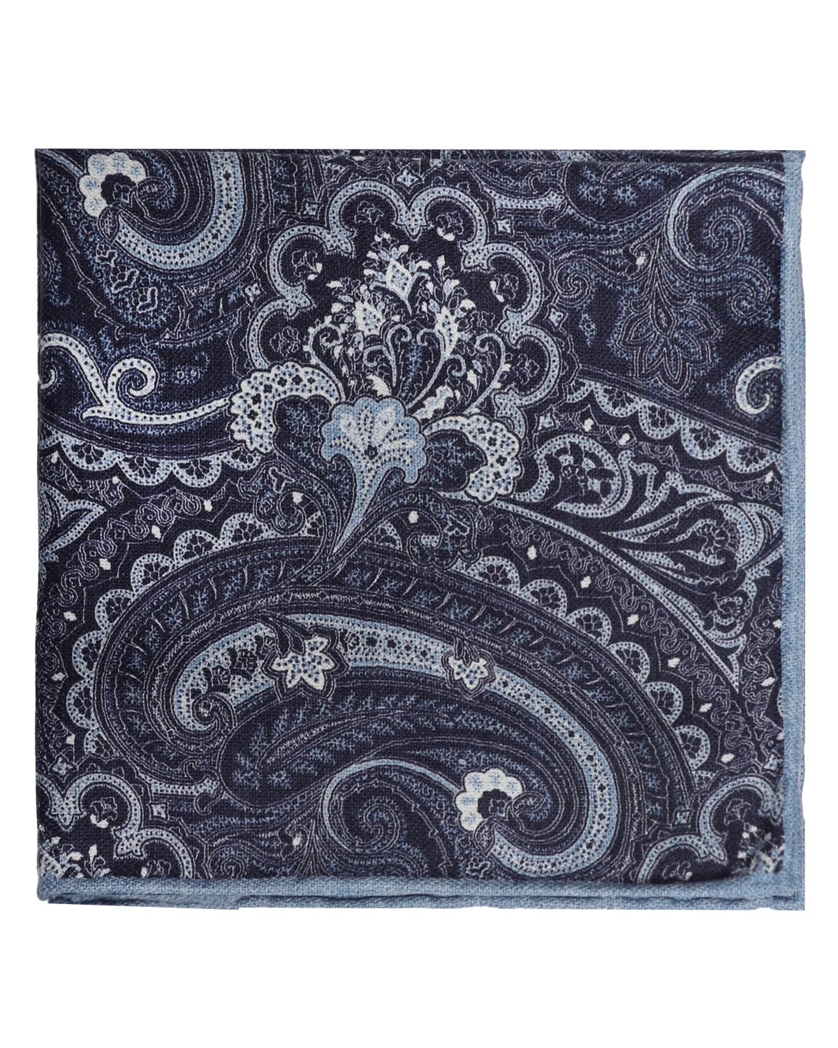 Blue Tan Reversible Silk Pocket Square