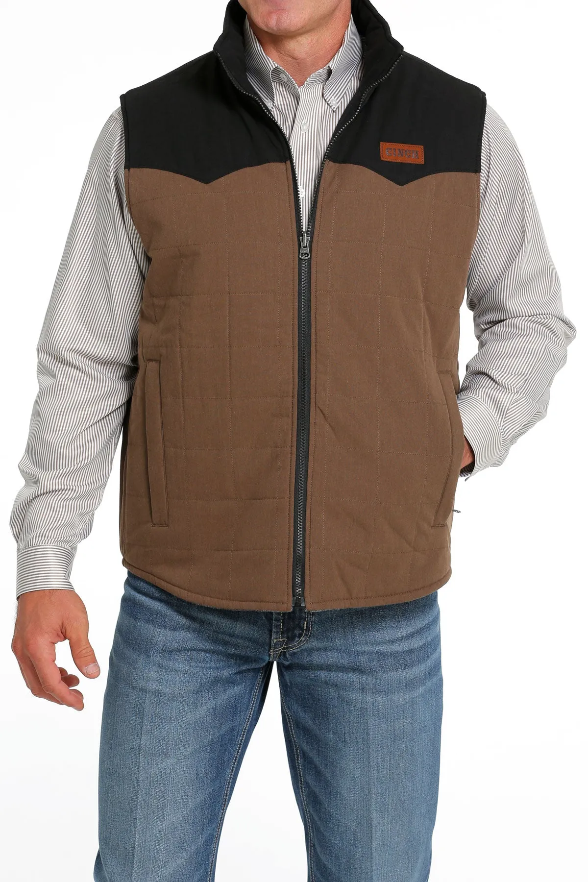 Brown Quilted Reversible Vest