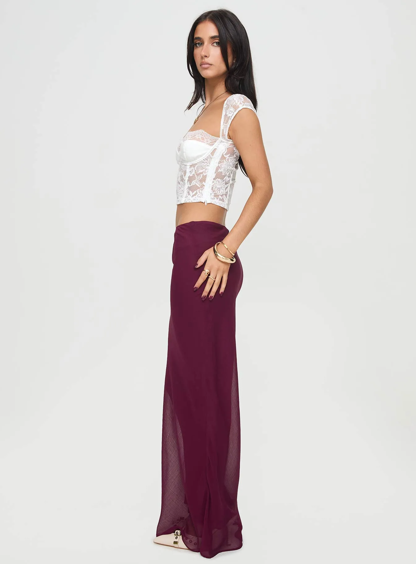 Devon Burgundy Maxi Skirt