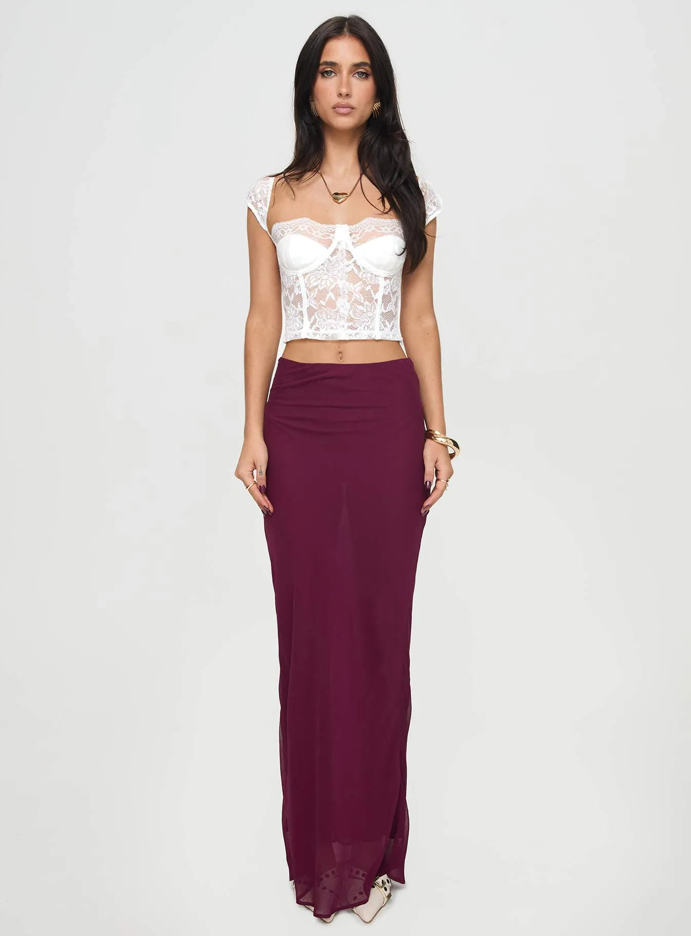 Devon Burgundy Maxi Skirt