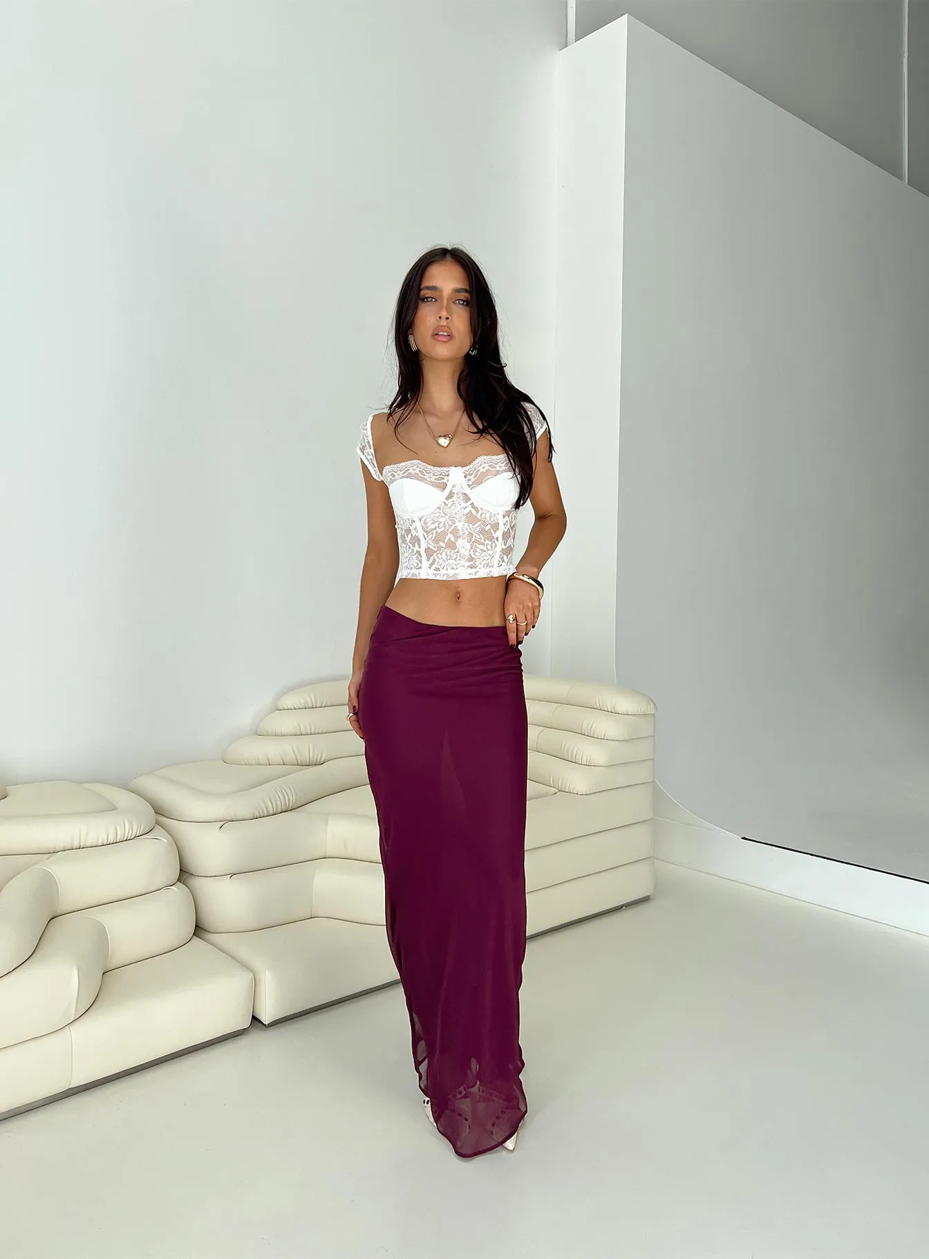 Devon Burgundy Maxi Skirt