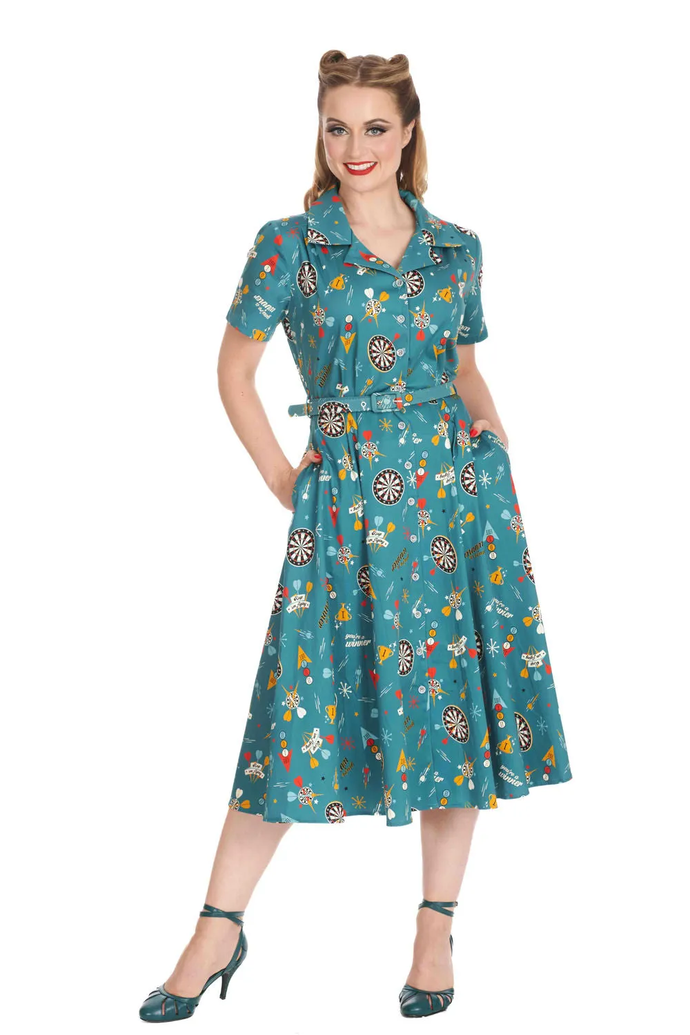 KEEP EM FLYING Button Swing Dress