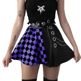 Checkered Gothic Women's Skirt Patchwork Plaid Mini Skirt Red Spring Autumn Hip Hop Girl Punk Goth Clubwear