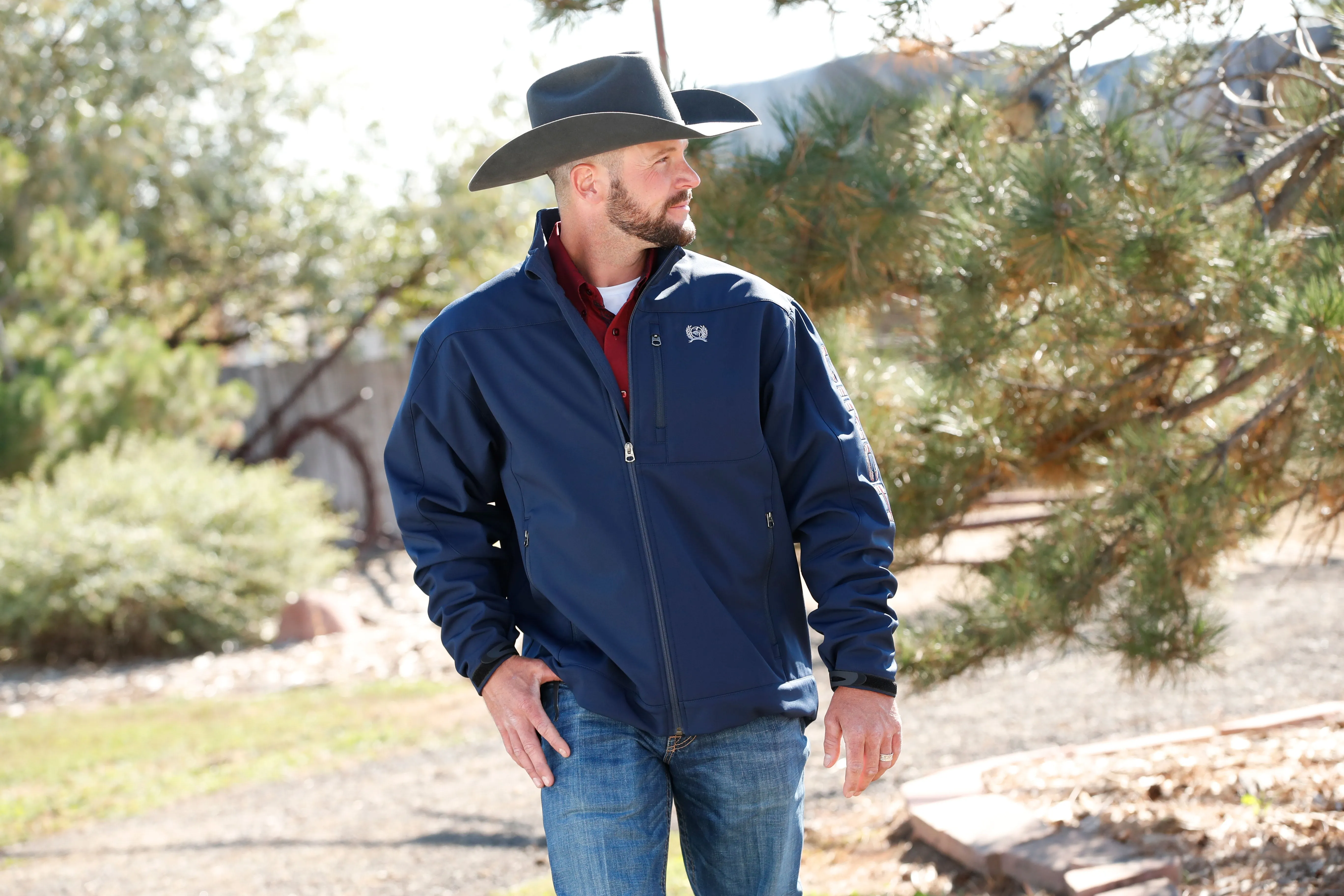 Cinch Navy Solid Bonded Jacket for Men