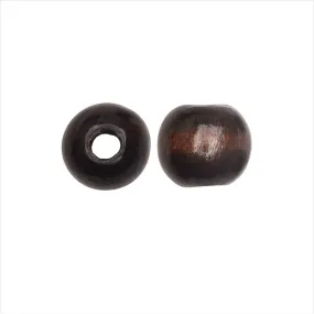 Smooth Large Hole Round Wood Beads 12mm Coffee