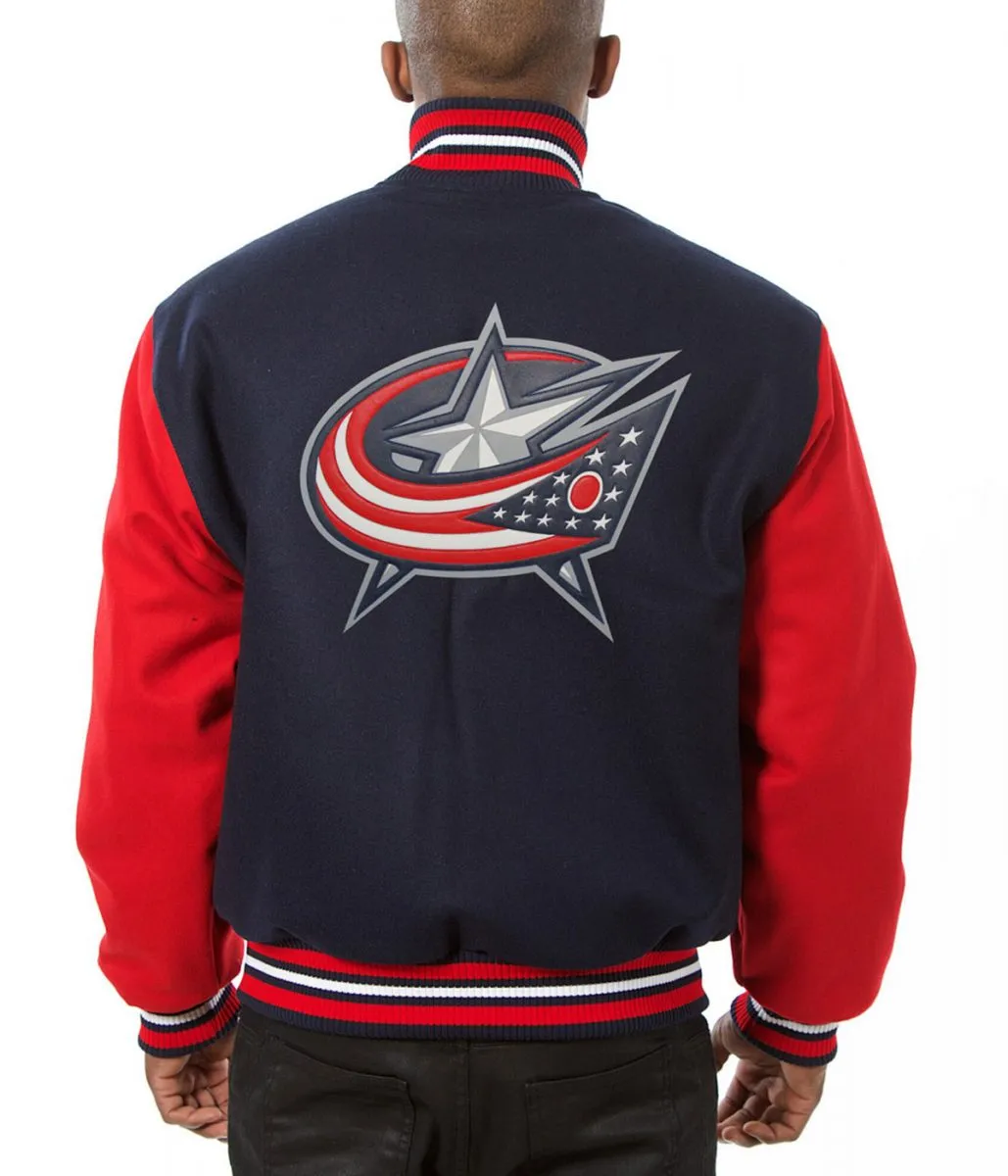 Men's Varsity Red and Navy Blue Wool Jacket