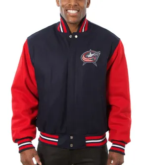 Men's Varsity Red and Navy Blue Wool Jacket