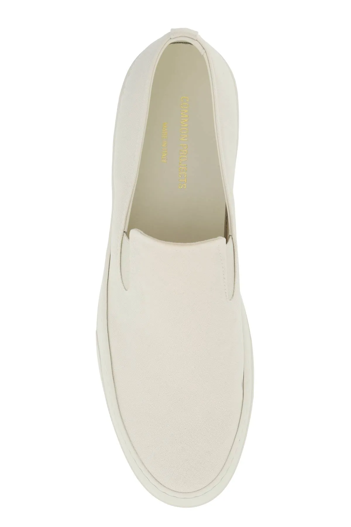 Common Projects White Canvas Slip On Sneakers