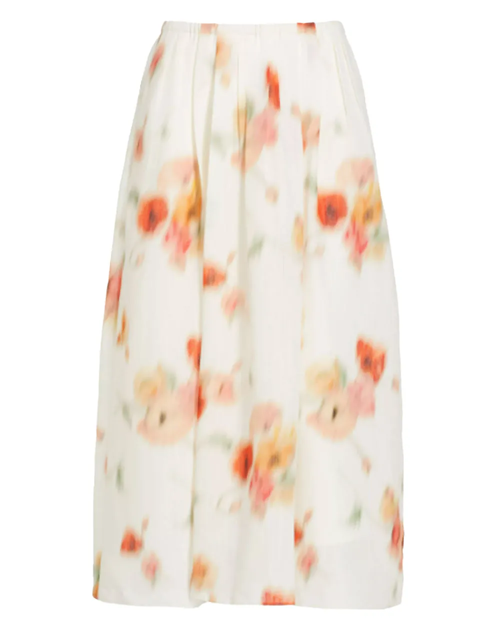 Cream Dusk Poppy Blur Easy Gathered Skirt