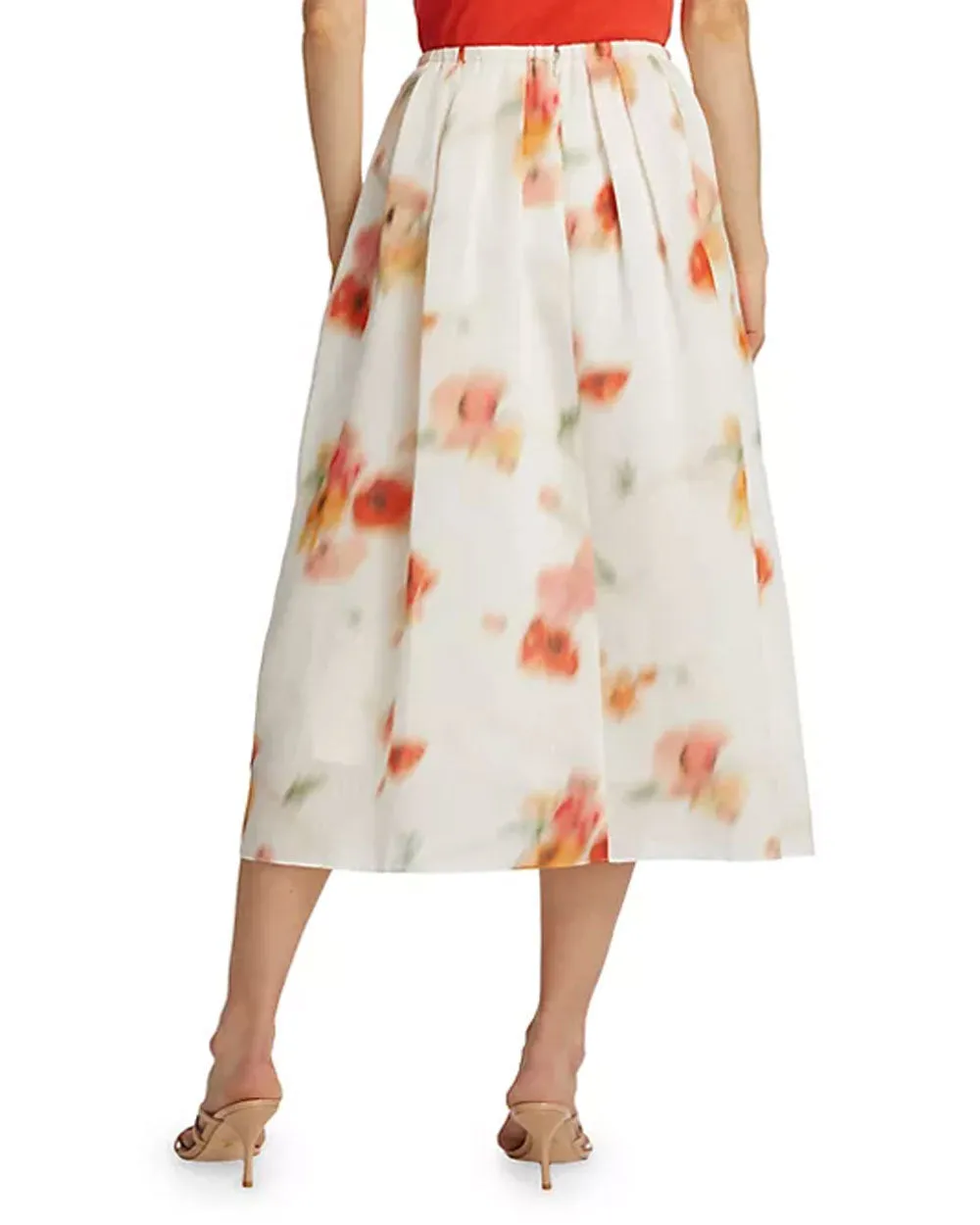 Cream Dusk Poppy Blur Easy Gathered Skirt