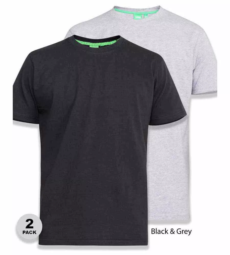 D555 Big Men's 2-Pack T-Shirts (Fenton Black Grey)