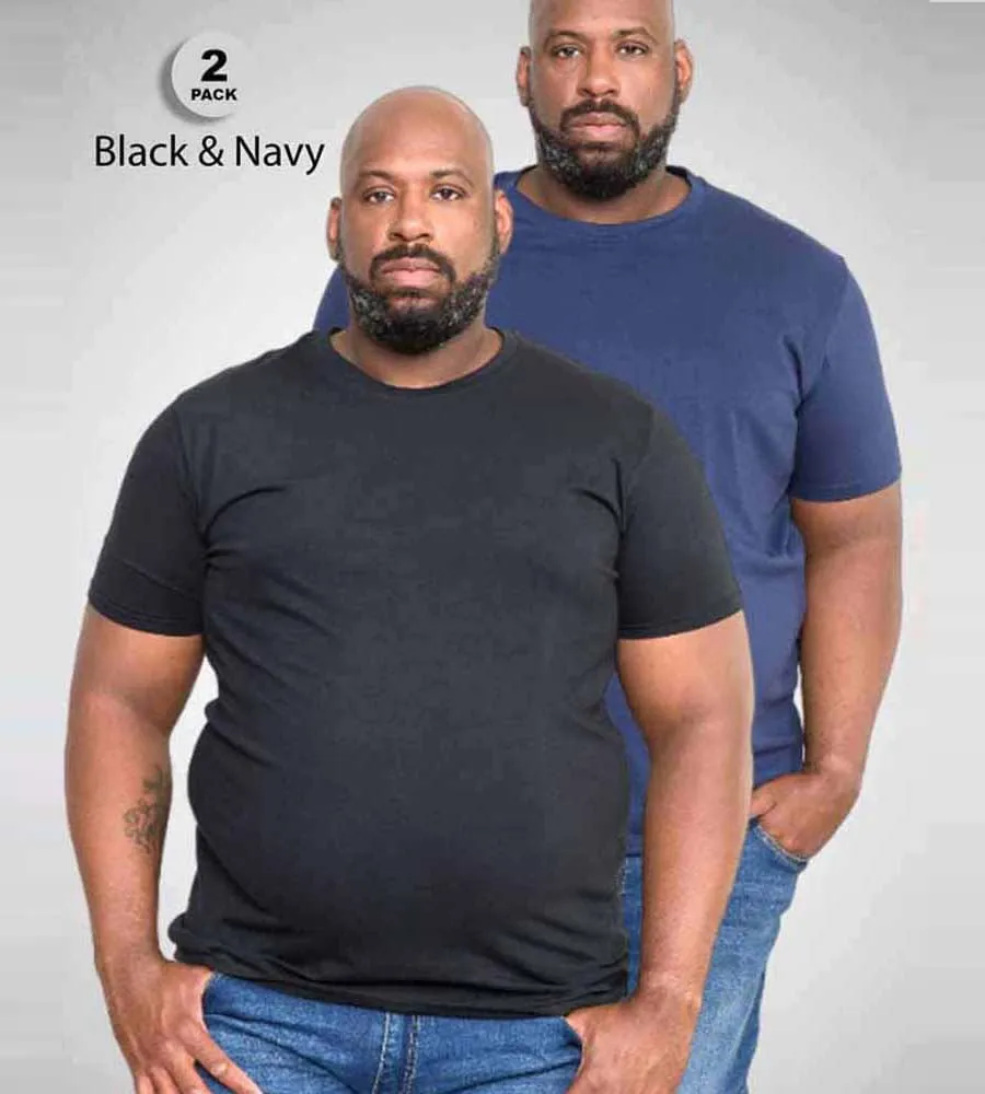 Big Mens Pack Of 2 T-Shirts in Fenton Black and Navy