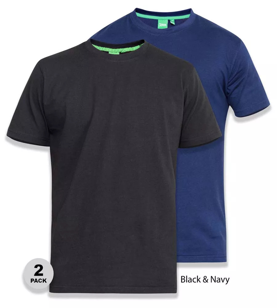 Big Mens Pack Of 2 T-Shirts in Fenton Black and Navy